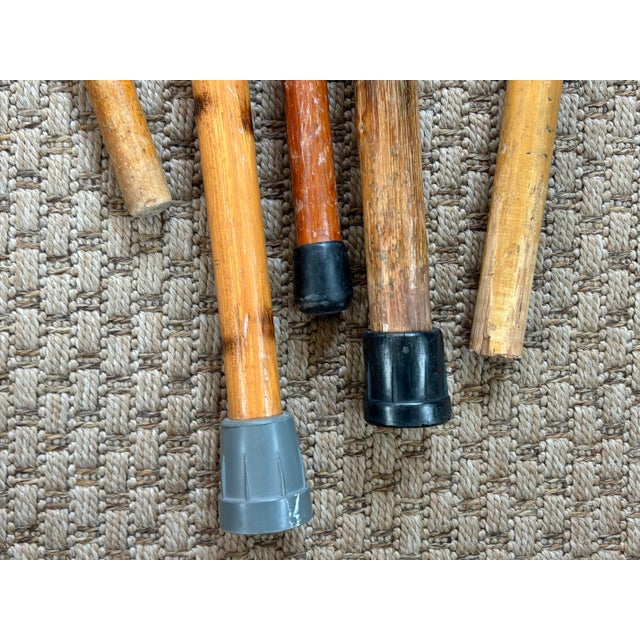 Mid 20th Century Rustic Estate Wood Bamboo Walking Canes - Set of 5 For Sale - Image 6 of 17