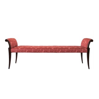 Vintage Long Klismos Style Upholstered Bench by H B F For Sale