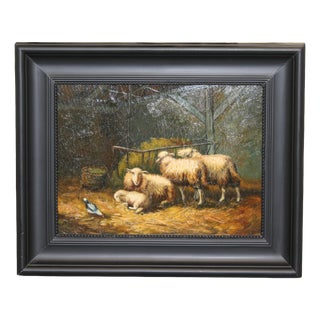 Sheep, 1920s, Oil on Board, Framed For Sale
