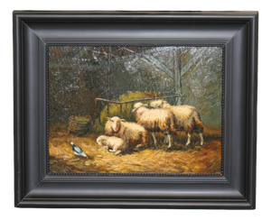 Sheep, 1920s, Oil on Board, Framed
