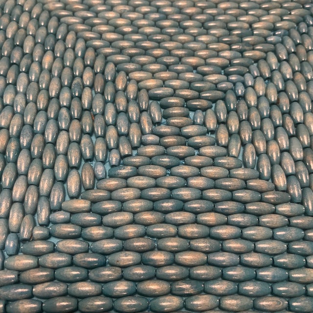 Kim Seybert Hand-Beaded Placemat Set of 8 in Coastal Blue-Green For Sale - Image 9 of 11