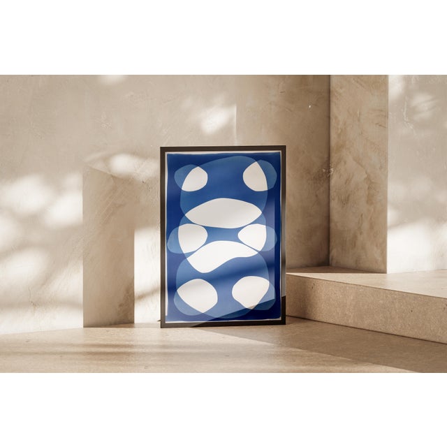 Paper 2026, Minimalist Unique Cyanotype , Organic Forms in Blue Tones, Under the Abyss, Monotype on Watercolor Paper For Sale - Image 7 of 8