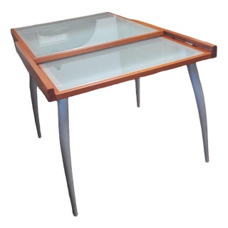 Modern Italian Table in Wood and Glass, 2000 For Sale