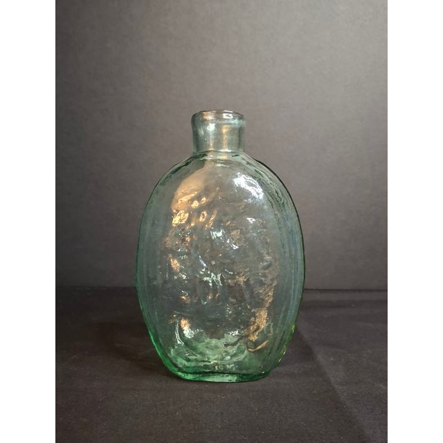 Mid 19th Century Antique Albany Glass Works Historical Flask Gi-28 Steamboat Sailboat Aqua Glass 1840s For Sale - Image 5 of 17