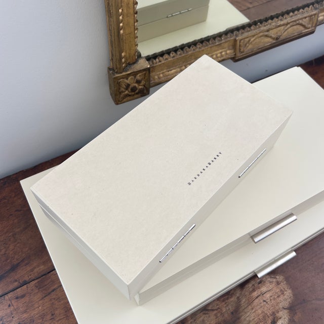 1990s Barbara Barry for Global Views Handmade Ivory Lacquered Boxes- Set of 3 For Sale - Image 5 of 6