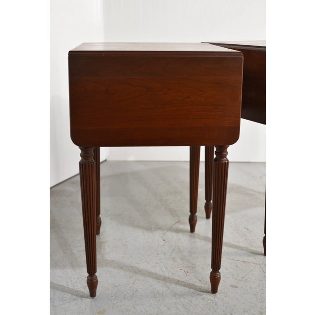 Mid Century Sheraton Style Fluted Leg Flip Top Tables - a Pair For Sale - Image 12 of 12