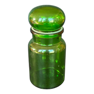 Vintage Green Glass Jar With Bubble Top