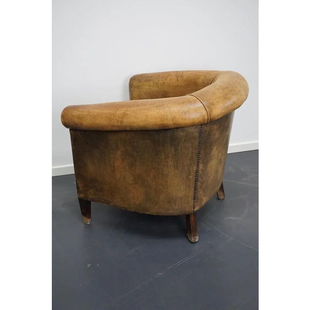 Tan Vintage Dutch Cognac Colored Leather Club Chair For Sale - Image 8 of 17
