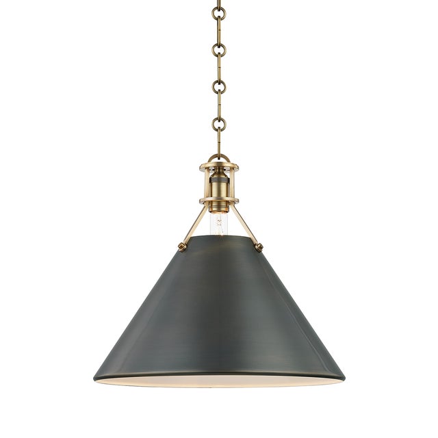 Transitional Hudson Valley Lighting Mark D. Sikes Metal No.2 1-Light Large Pendant, Aged/Antique Distressed Bronze For Sale - Image 3 of 3