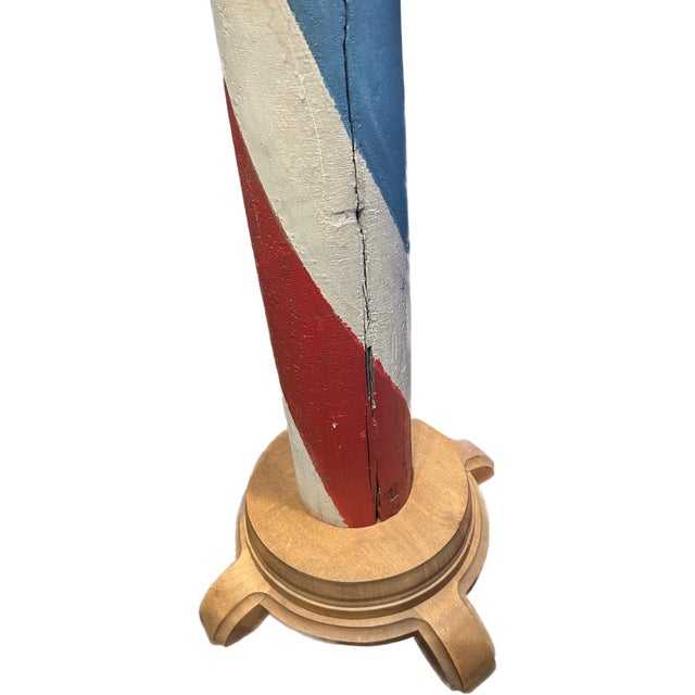 19th C Red, White and Blue Barber Pole For Sale - Image 4 of 6