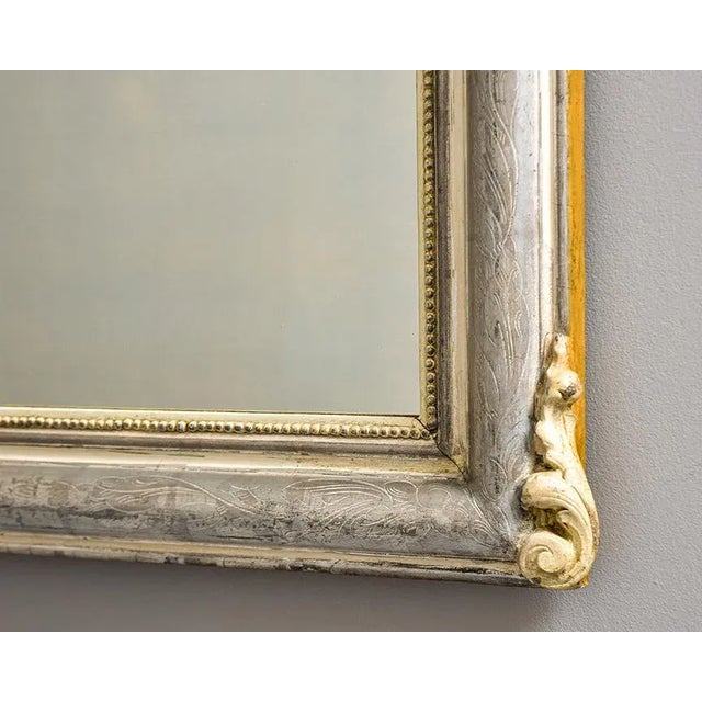 Large 19th Century Silver Louis Philippe Mirror With Gilded Mirror Crest For Sale - Image 10 of 12