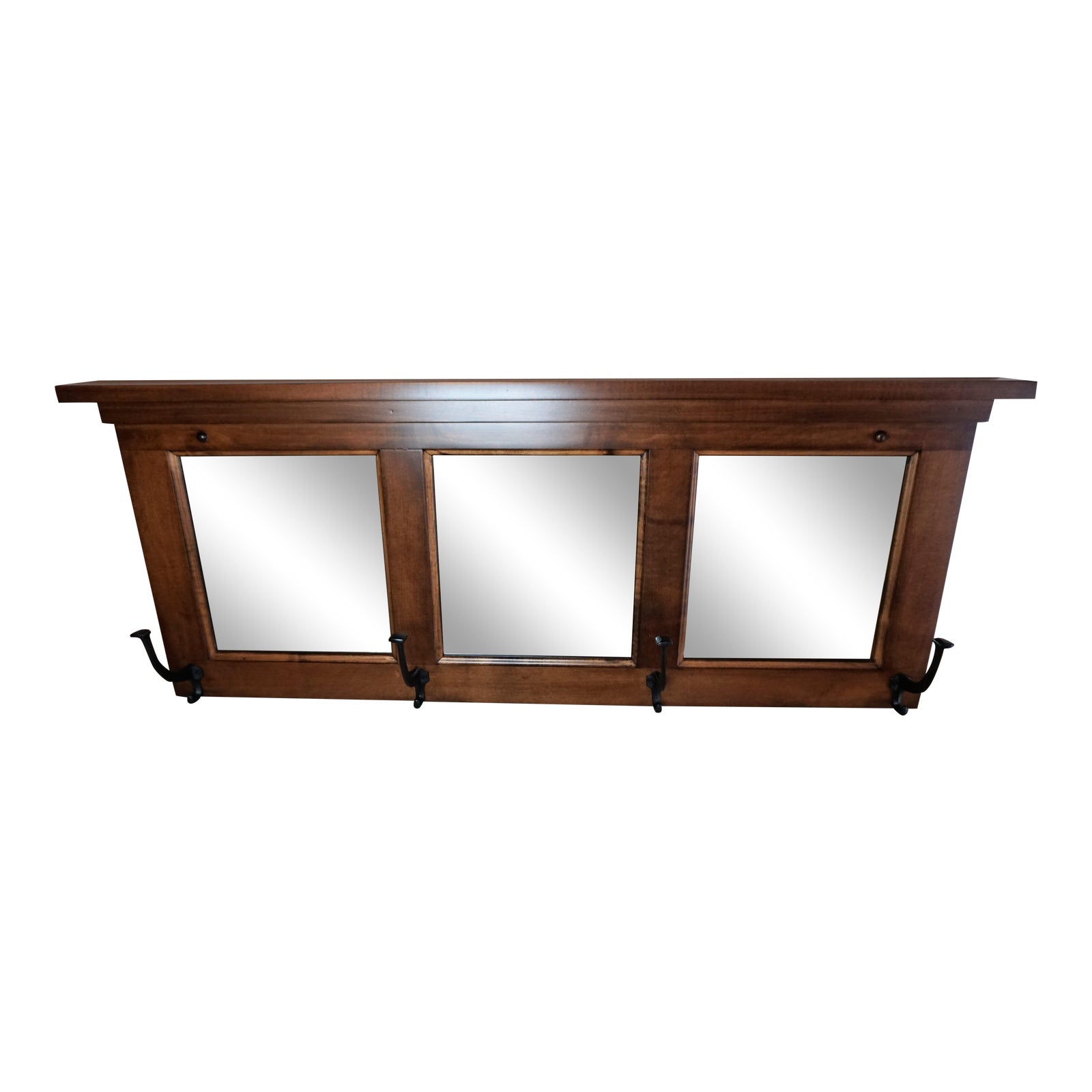 Wall Mount Entry Maple Wood Mirror Coat Rack Chairish