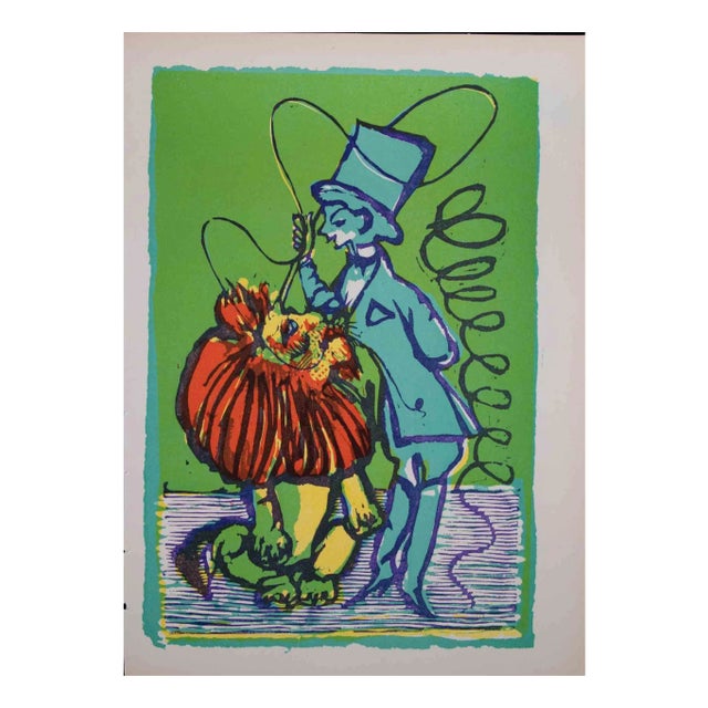 Mino Maccari, Tamer of Lions, Original Linocut, 1951 For Sale