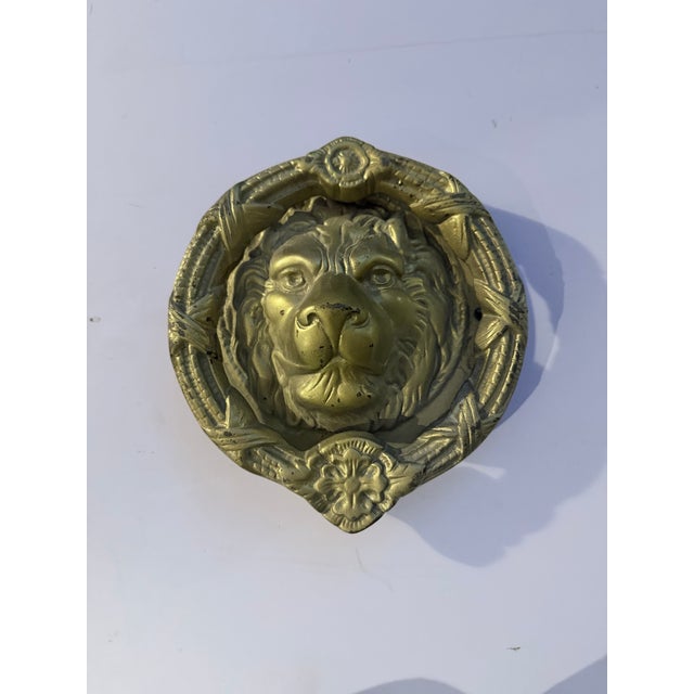 Large 8" Vintage Hollywood Regency Solid Cast Brass Lion Door Knocker – 5 + Pounds For Sale - Image 9 of 12