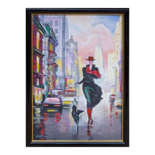 Fifth Ave, Erik Freyman Acrylic on Board, Signed Lower Left For Sale