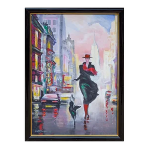 Fifth Ave, Erik Freyman Acrylic on Board, Signed Lower Left