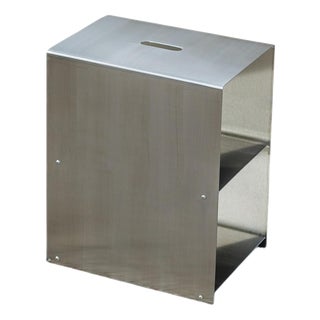 Cosmo Multifunctional Stool and Shelf in Brushed Stainless Steel by Form & Eisen For Sale