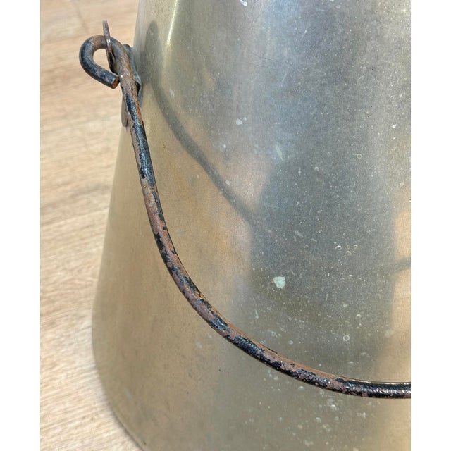 Antique Farmhouse Nickel Plated Brass Conical Cone Milking Can For Sale - Image 10 of 11