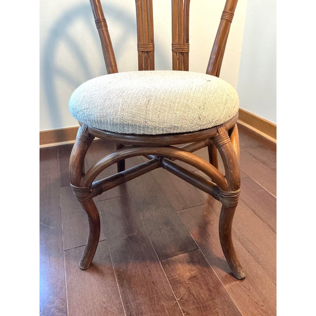 Vintage Coastal Boho Rattan Fan-Back Side Chair For Sale In New York - Image 6 of 17