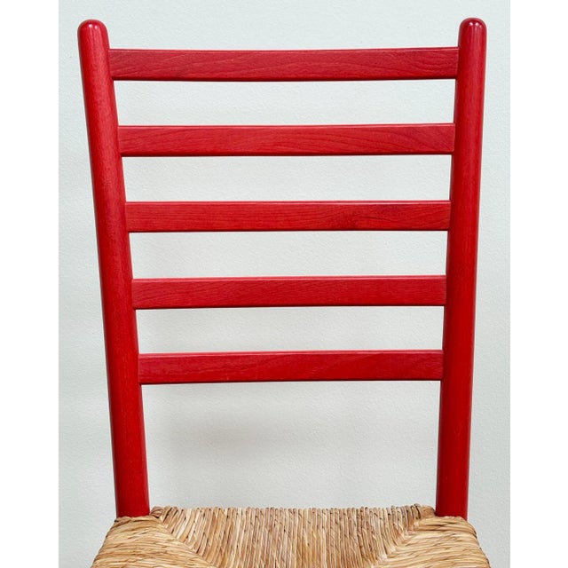 Vintage Red Ladderback Rush Seat Dining Chairs, S/5 For Sale - Image 9 of 11