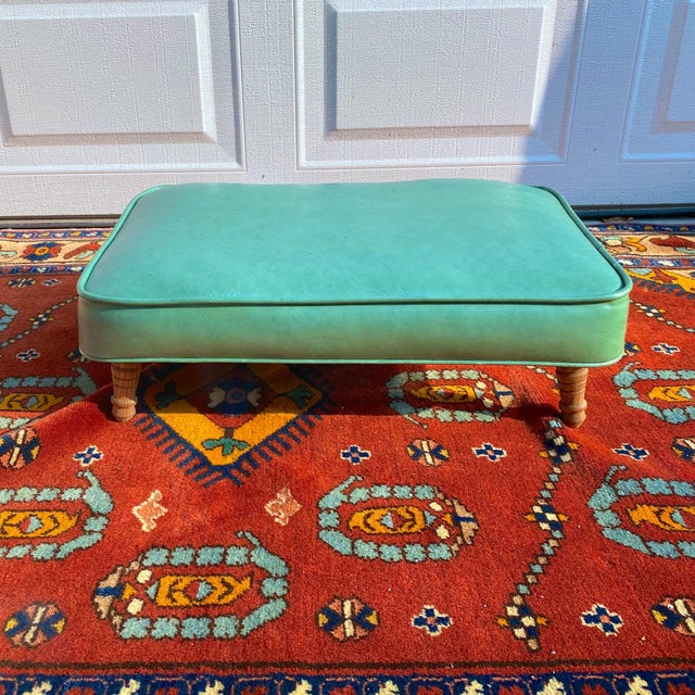 MidCentury Modern Turquoise Ottoman Chairish