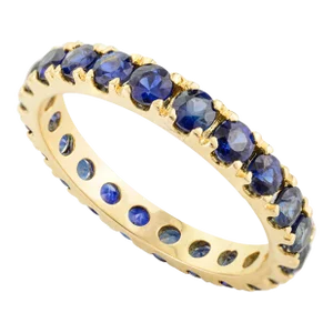 Full Eternity Sapphire Unisex Band Ring in 14k Gold Size 7