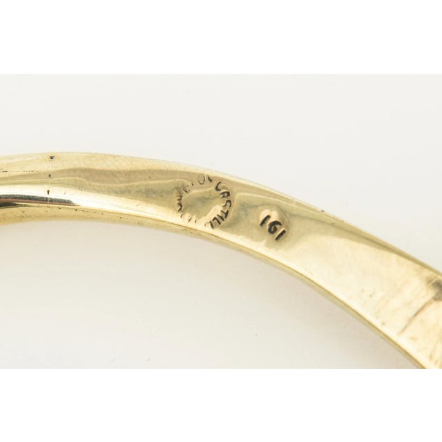 Vintage Los Castillo Hallmarked Brass Interlocking Hands Collar Sculptural Necklace, 1950's For Sale - Image 12 of 12