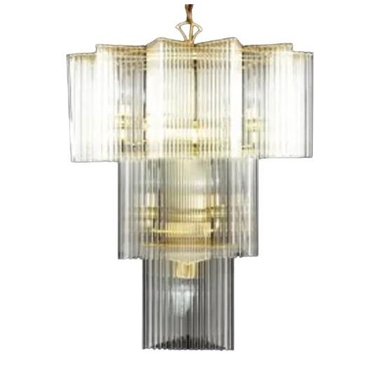 Elevate your living space with the Tiered chandelier attributed to Sciolari, a stunning embodiment of mid-century modern...