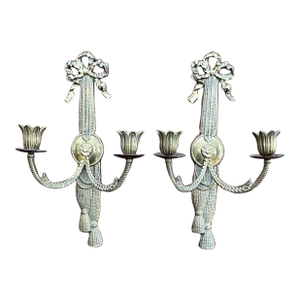 Vintage Andrea by Sadek Gilded Candle Sconces