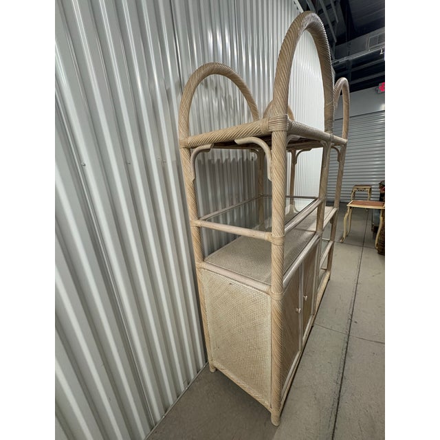 Cream Vintage Rattan Pencil Reed Display Etegere For Sale - Image 8 of 12