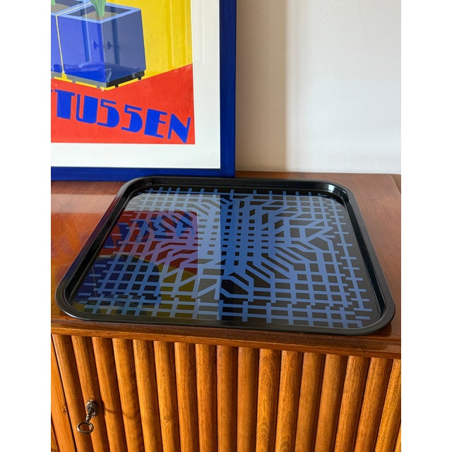 Victor Vasarely, Space Age Op Art Metal Tray, Limited Edition Metalgraf Italy 1970s For Sale - Image 6 of 10