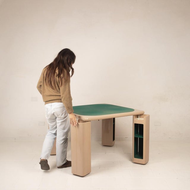 Lacquered Wood and Green Felt Game Table by Pierluigi Molinari for Pozzi, 1970s For Sale - Image 13 of 18