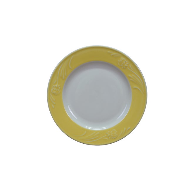French Country Vintage Lenox Yellow Poppies Rainbow Porcelain Dinner Plates Dinnerware - 7 pcs For Sale - Image 3 of 11