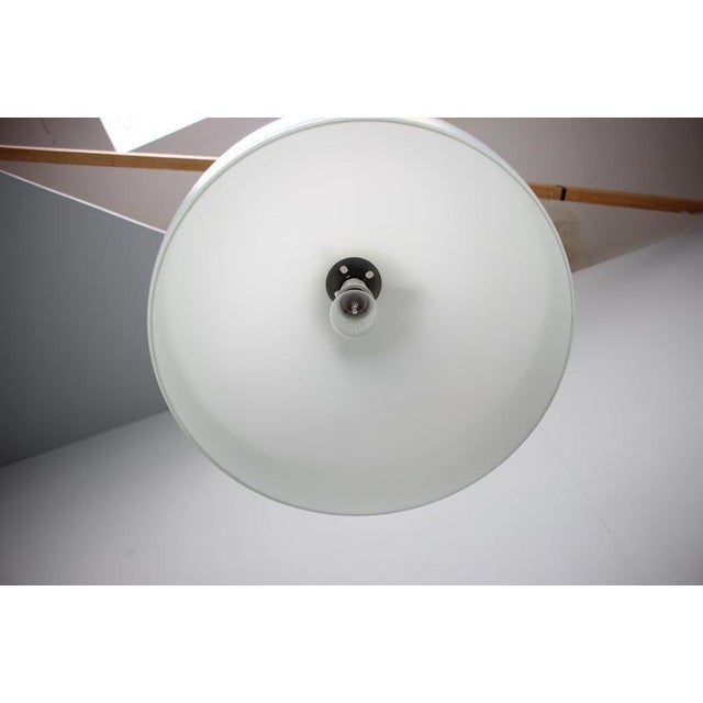 1970s Mid-Century Modern Pendant Lamp in Opaline Milk Glass and Bra, 1970s For Sale - Image 5 of 10