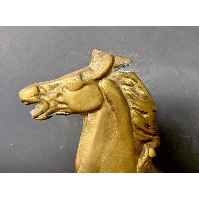 Vintage Brass Horse Sculpture — Large Brass Running Stallion Statue (11" X 8") For Sale In Miami - Image 6 of 10
