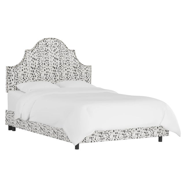 Ink Blue Halsted Bed in Ink Linen Leopard, Queen For Sale - Image 8 of 8