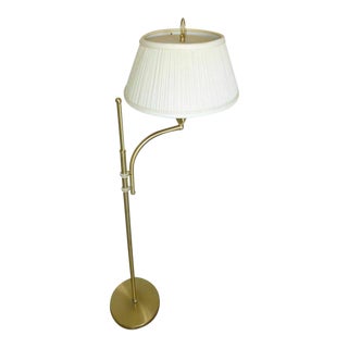 Mid Century 1950s M.G. Wheeler Sight Light Floor Lamp With Cream Fabric Shade For Sale
