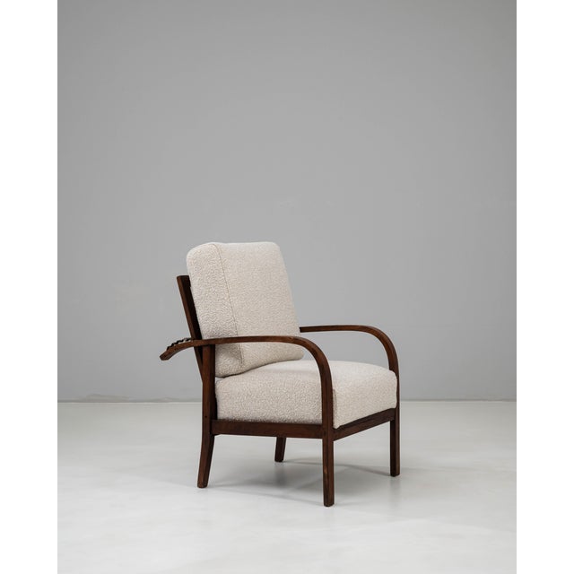 20th Century French Art Deco Upholstered Armchair With Reclining Back For Sale - Image 9 of 18