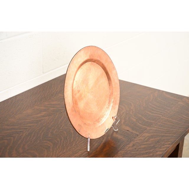 Roycroft Roycroft Style Arts & Crafts Hammered Copper Charger Plate or Tray For Sale - Image 4 of 11