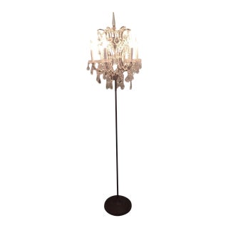 Restoration Hardware Rococo Style Clear Crystal & Iron Floor Lamp - A Pair For Sale