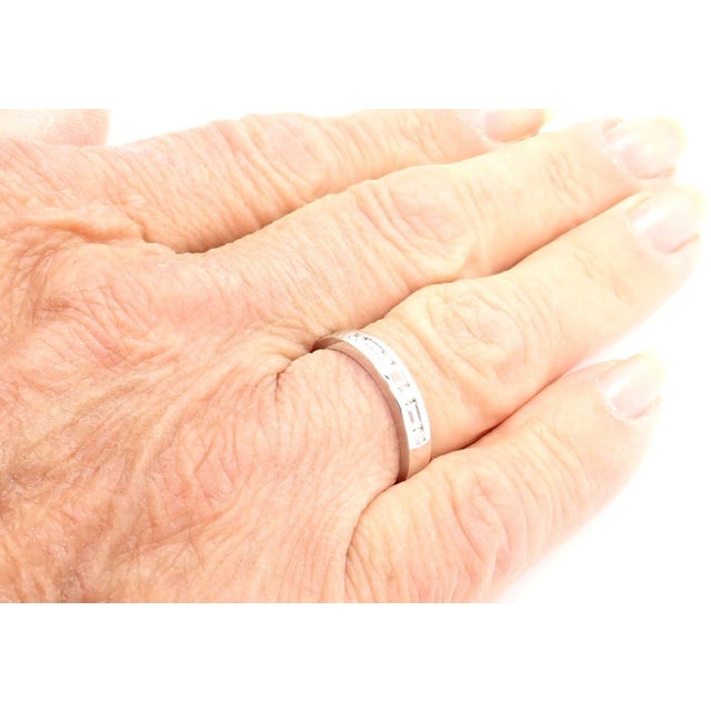 Silver Tiffany & Co. 18k White Gold Diamond Channel Set Band Ring, size 6.5 For Sale - Image 8 of 8