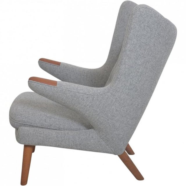 Papa Bear Chair in Grey Hallingdal 130 Fabric by Hans Wegner, 1960s For Sale - Image 11 of 13