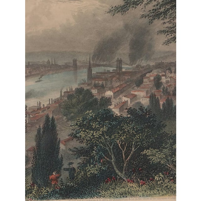 Antique Hand Colored Engraving "City of Cincinnati" Reproduction by William Wellstood For Sale - Image 4 of 15