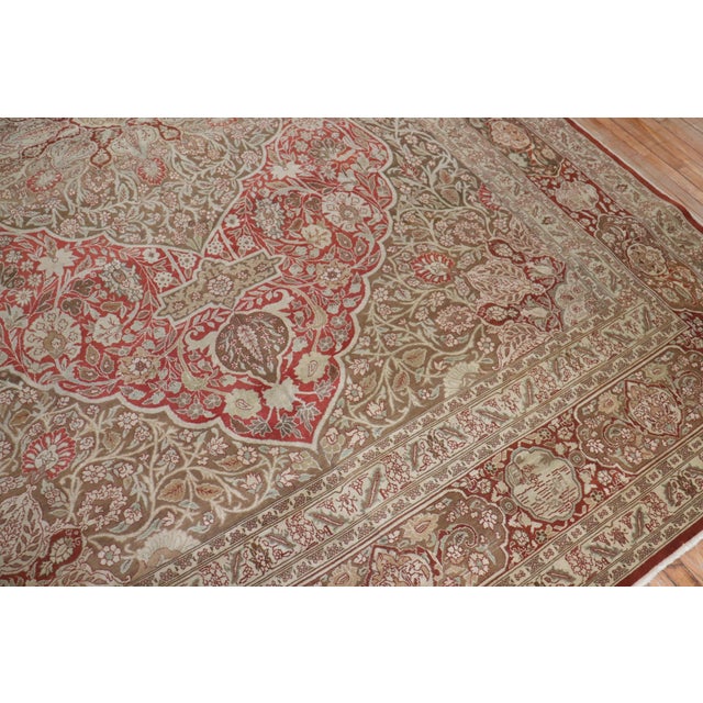 Antique Zabihi Collection Elegant Oversize Brown Persian Tabriz Carpet For Sale - Image 10 of 13