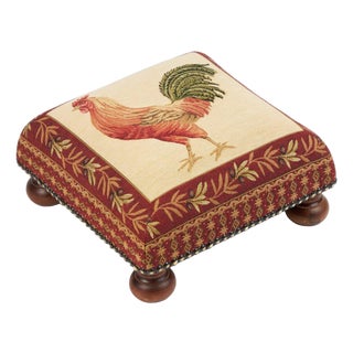 Red Cockerel Tapestry Footstool For Sale