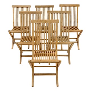 Set of Six Folding Teak Chairs, Danish, Mid-Century Modern Style For Sale