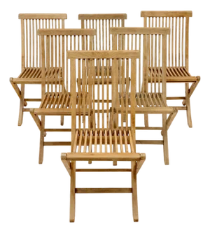 Set of Six Folding Teak Chairs, Danish, Mid-Century Modern Style