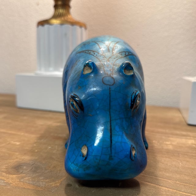Egyptian Renaisance Style Ceramic Hippopotamus Sculpture Made in Italy For Sale - Image 4 of 10