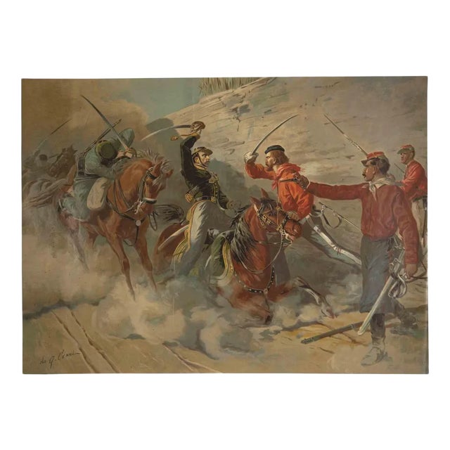 After Quinto Cenni, Garibaldinian Soldiers, Original Lithograph, 19th-Century For Sale
