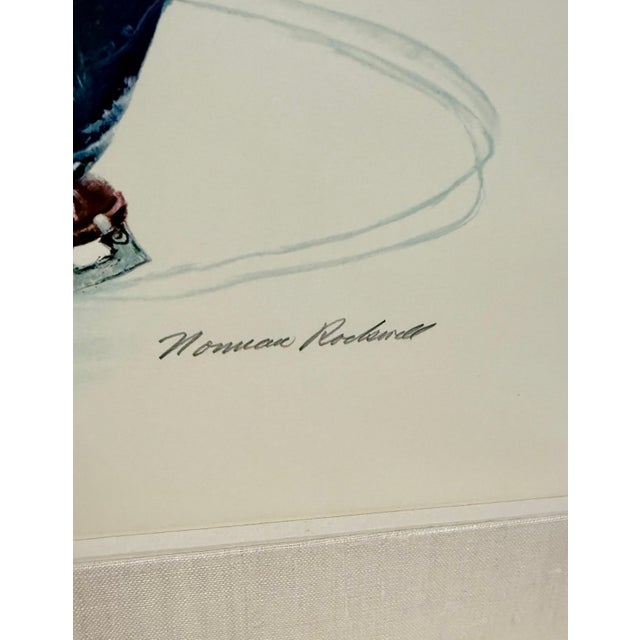 1970s Norman Rockwell Original Lithograph Ice Skating Hand Signed Americana, 1976 For Sale - Image 5 of 12